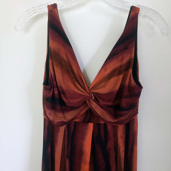 Ronnie Nicole Size 6 Caribbean Sunset Wide Strap Sleeveless Wrap Maxi Dress - Picture 3 of 14